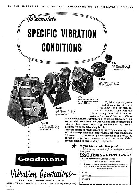 Goodmans Vibration Generators For Aircraft Vibration Testing     
