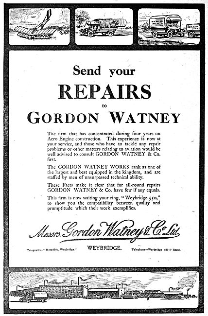 Gordon Watney, Weybridge. Motor & Aeronautical Engineers         