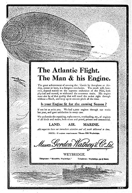 Gordon Watney, Weybridge. Aeronautical Engineers                 
