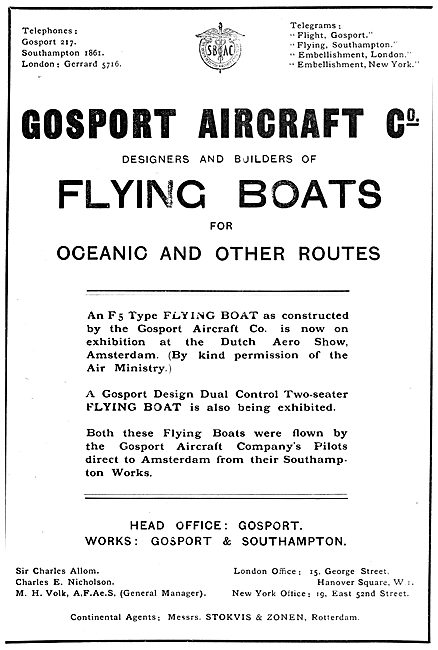 Gosport Aircraft Co -  Flying Boats                              