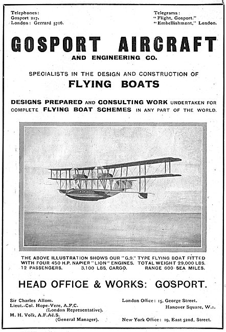 Gosport Aircraft Co - Designers & Builders Of Flying Boats       