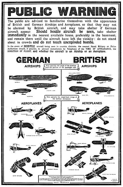 WW1 Public Warning Aircraft Recognition Poster 1915              