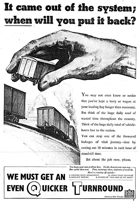 Ministry Of War Transport. Speed Up Transport Turnround 1942     