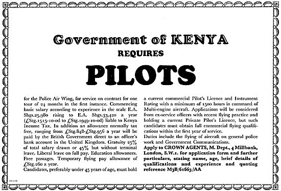 Crown Agents: Government Of Kenya Requires Pilots - Police Wing  