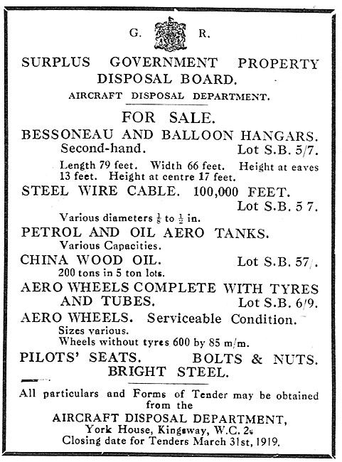 Aircraft Disposal Department Sales Of Surplus Aicraft Equipment  