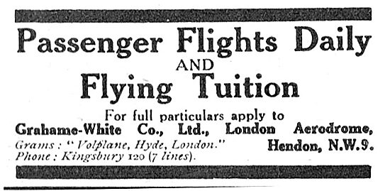 Pleasure Flights At Hendon With Grahame-White Co                 