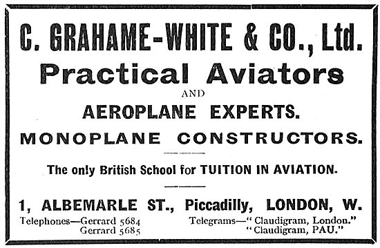 Grahame-White & Co Practical Aviatiors & Aeroplane Experts       