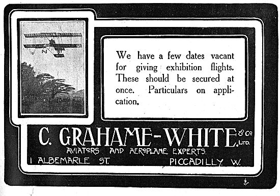 Grahame-White Exhibition Flight Dates Available On Request       