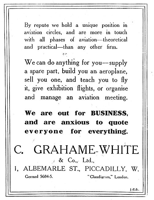 Let Grahame-White & Co Quote For Your Aeroplane Construction     