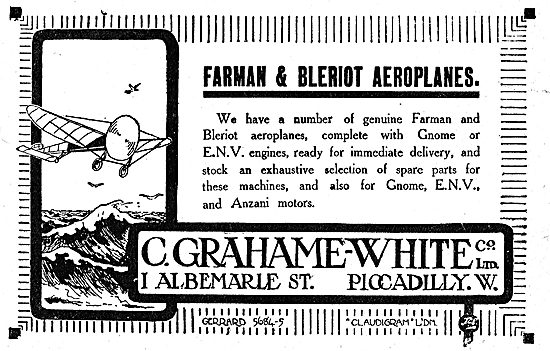 Grahame-White & Co For Farman & Bleriot Aeroplanes.              