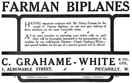 Order Your Farman Biplane From Grahame-White & Co                