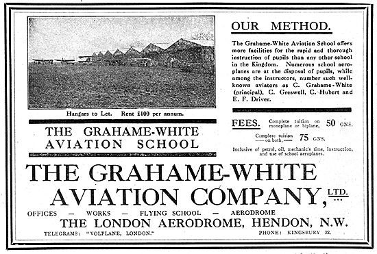 Grahame-White Aviation School - Hangars To Let Hendon            