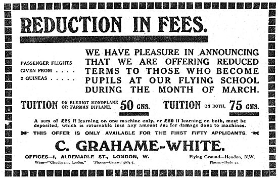 Reduction In Fees At The Grahame-White Aviation School           
