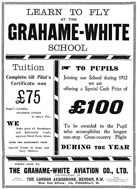 London Aerodrome Hendon  Grahame-White Flying School             