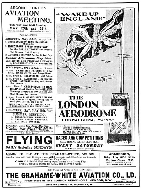 London Aerodrome Hendon Events May 1912. Grahame-White           