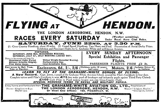 London Aerodrome Hendon Events June 1912. Grahame-White          