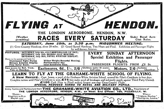 London Aerodrome Hendon Events June 1912. Grahame-White          
