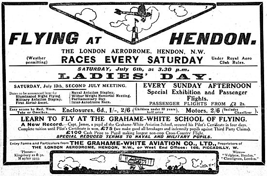 London Aerodrome Hendon Events July 1912. Grahame-White          