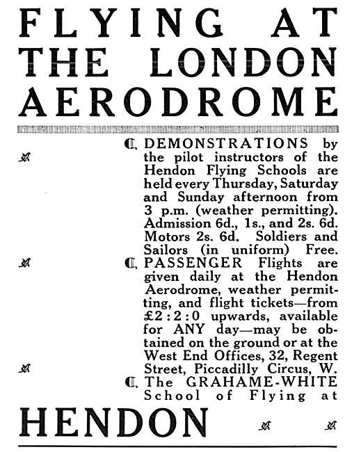 Grahame-White School Of Flying - Hendon Aerodrome Events 1915    