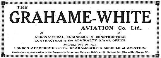 Grahame White Hendon Aircraft Constructors & Flying Schools      