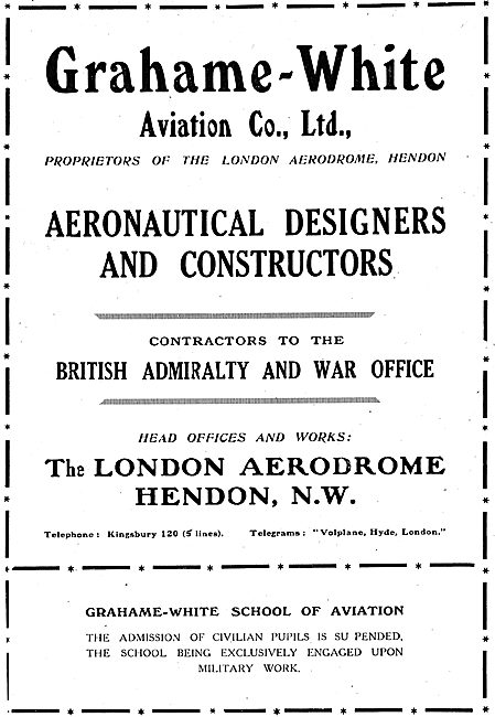 Grahame-White Aeronautical Designers & Constructors              