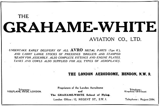 Grahame-White Aviation - Aeronautical Engineers. 1918 Advert     