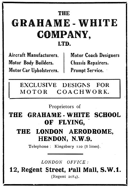 Grahame-White - Motor Coachworks, Aeroplanes & Flying Schools    