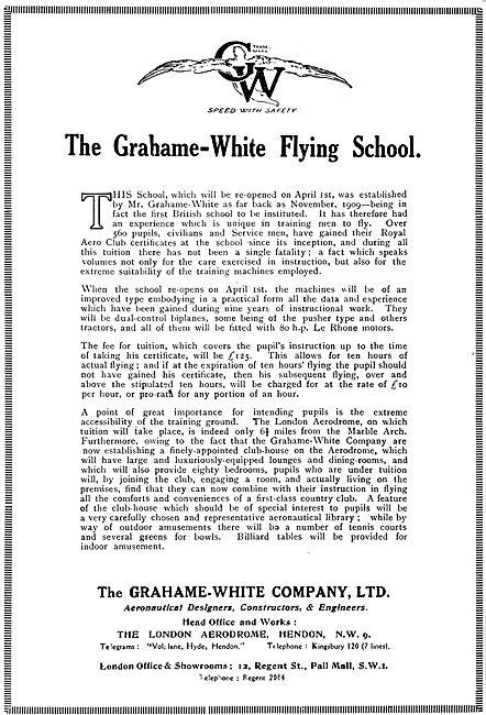 Grahame-White Flying School                                      