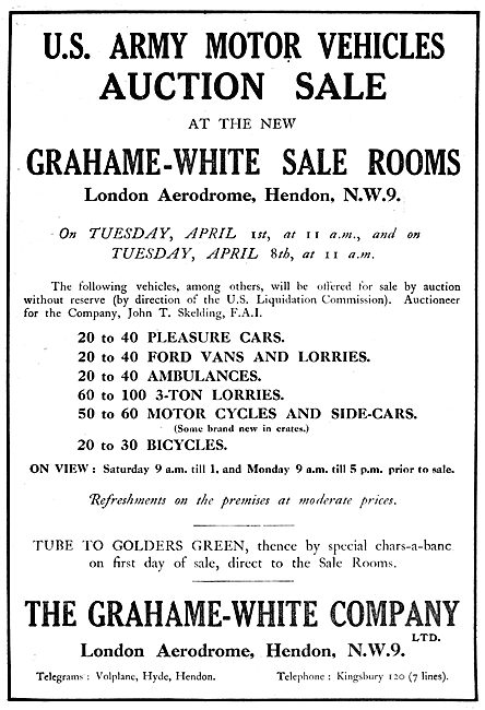 Grahame-White Sale Rooms:  U.S. Army Motor Vehicles Auction      