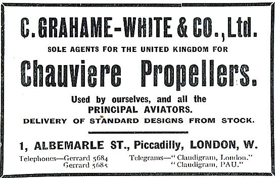 Grahame-White & Co Sole UK Agents For Chauviere Propellers       
