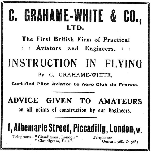Grahame-White For Instruction In Flying  Advice Given To Amateurs