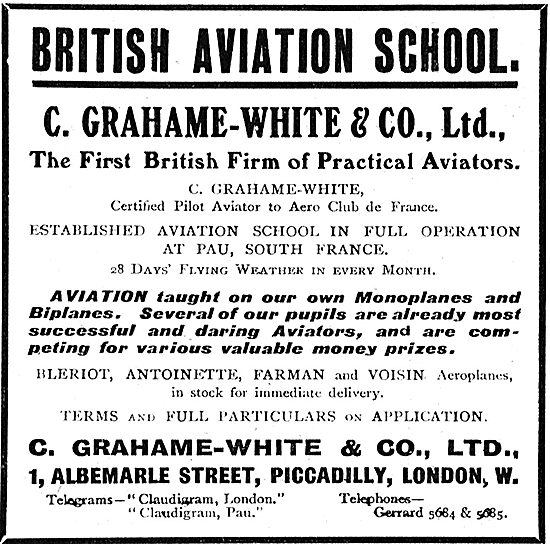 Grahame-White & Co. Aviation taught On Our Own Monoplanes        