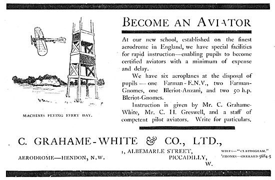 Become An Aviator At  The Grahame-White Aviation School          