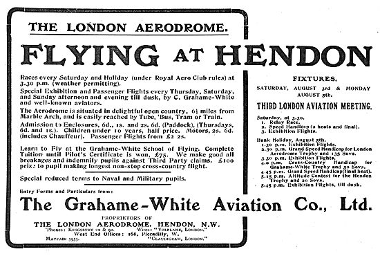 Learn To Fly At Hendon With The Grahame-White Aviation Co        