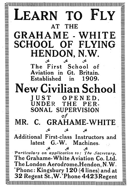 The Grahame-White Civilian School Of Flying Hendon               