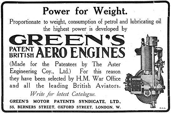 Greens Aeroplane Engines (Aster Engineering)                     