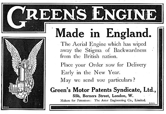 Greens Aeroplane Engines Are Made In England                     