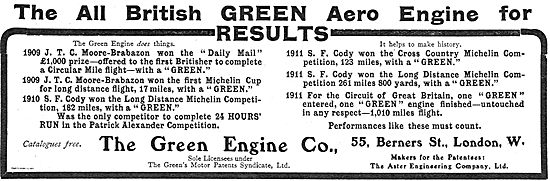 All British Greens Aeroplane Engines                             