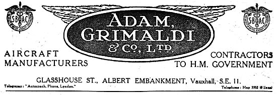 Adam Grimaldi & Co. Glasshouse Street, Albert Embankment.        