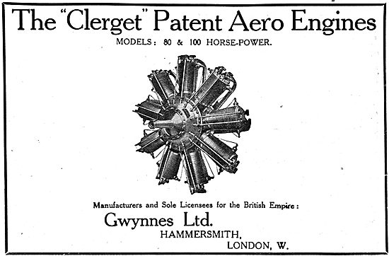 Gwynnes Ltd - Licensees For Clerget Patent Aero Engines          