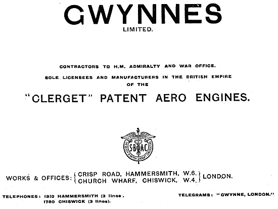 Gwynnes Clerget  Aero Engines 1917                               