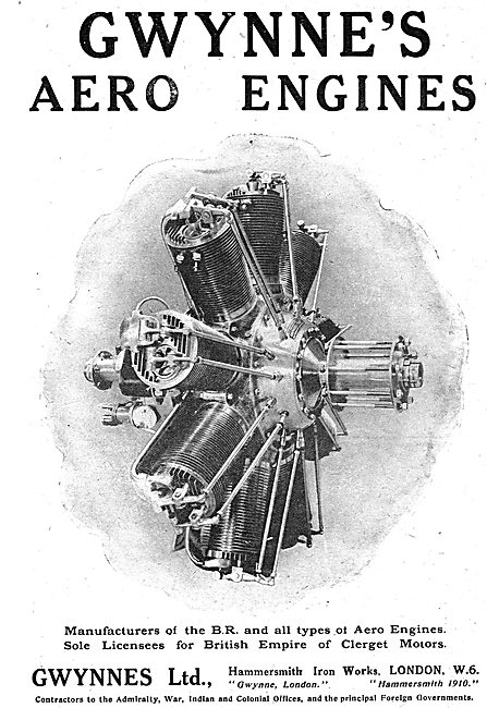 Gwynnes Ltd - Licensees For Clerget Patent Aero Engines          