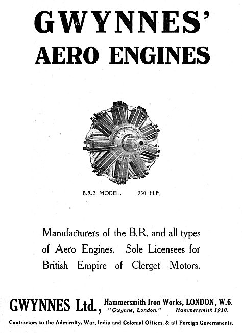 Gwynnes Clerget BR2 250hp  Aero Engines - Hammersmith Iron Works 