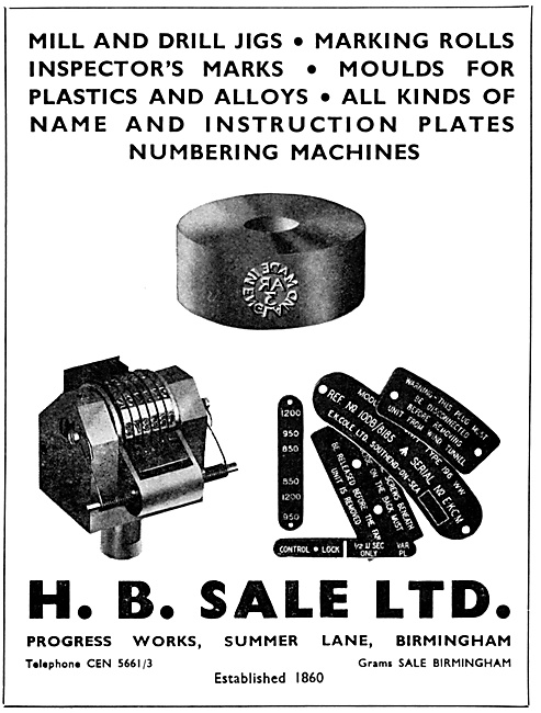 H.B.Sale Mill & Drill Jigs & Plastic Moulds                      