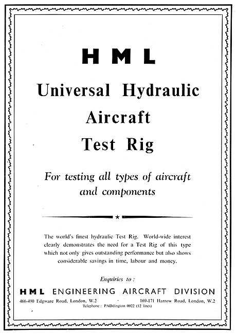 HML Universal Hydraulic Aircraft Test Rig                        