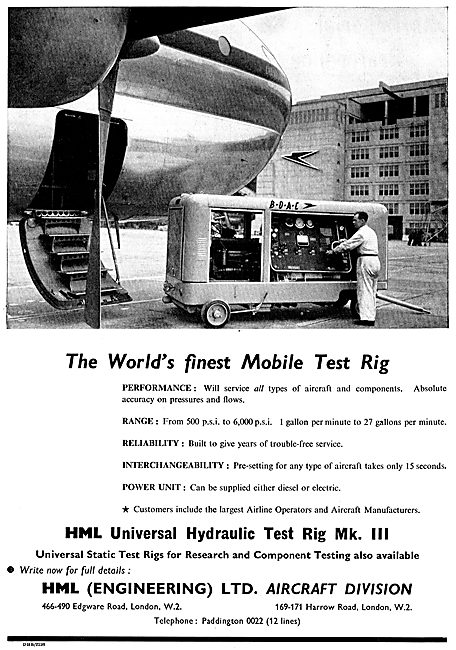 HML Universal Hydraulic Aircraft Mobile Test Rig                 