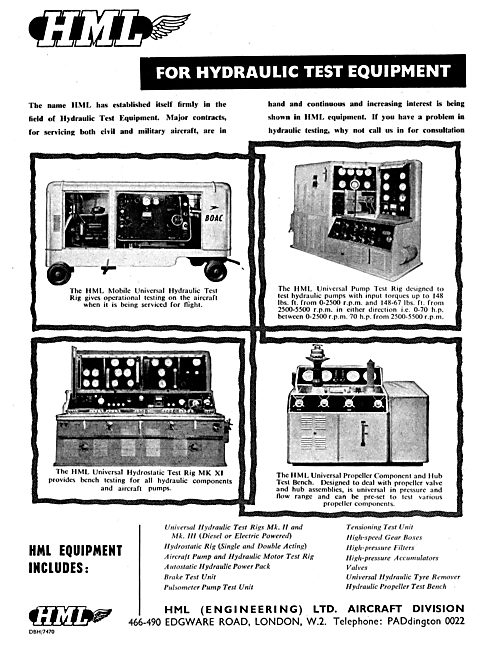 HML Universal Hydraulic Aircraft Test Equipment                  