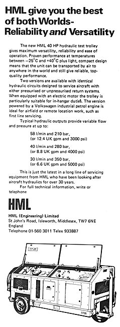 HML Hydraulic Servicing Equipment - HML 40 HP Test Trolley       