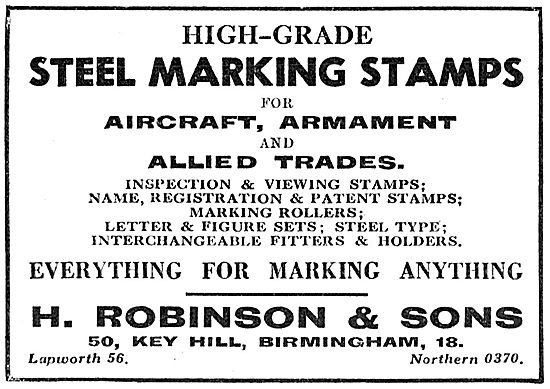 H.Robinson & Sons Engineers Stamps & Marking Tools               