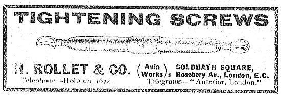 H. Rollet Tightening Screws For Aeroplane Constructors           
